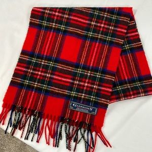 GlenHusky of Scotland Tartan Plaid 100% Lambswool scarf in Red